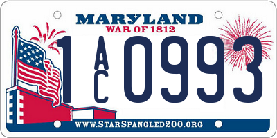 MD license plate 1AC0993