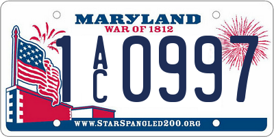 MD license plate 1AC0997