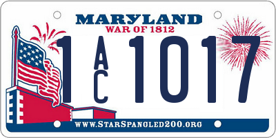 MD license plate 1AC1017