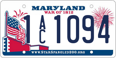 MD license plate 1AC1094