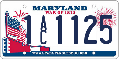 MD license plate 1AC1125