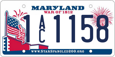 MD license plate 1AC1158