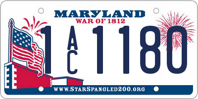 MD license plate 1AC1180