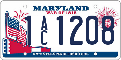 MD license plate 1AC1208