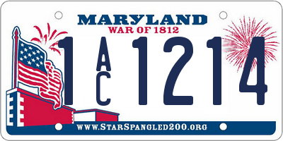 MD license plate 1AC1214
