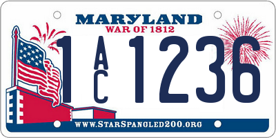MD license plate 1AC1236