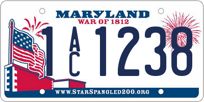 MD license plate 1AC1238