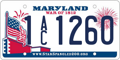 MD license plate 1AC1260