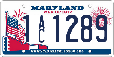 MD license plate 1AC1289