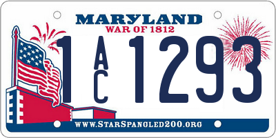 MD license plate 1AC1293