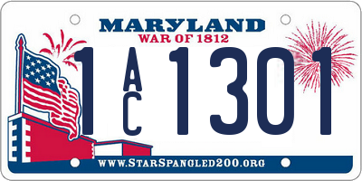 MD license plate 1AC1301