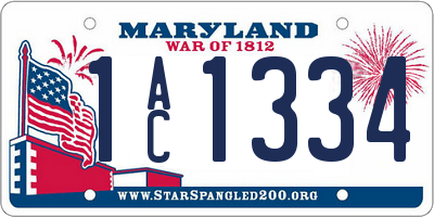 MD license plate 1AC1334