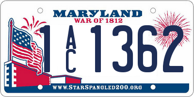 MD license plate 1AC1362