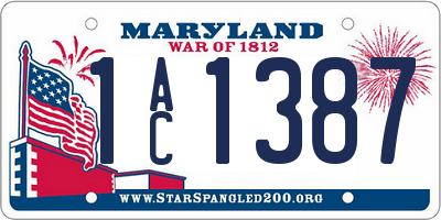 MD license plate 1AC1387