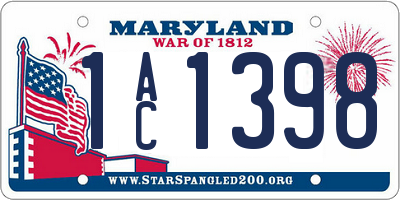 MD license plate 1AC1398