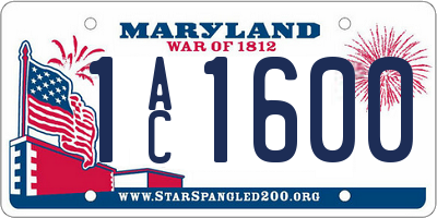 MD license plate 1AC1600