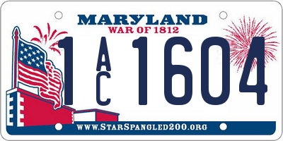 MD license plate 1AC1604