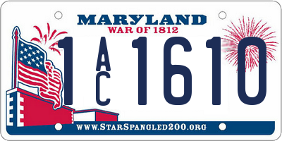 MD license plate 1AC1610