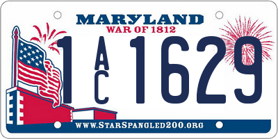 MD license plate 1AC1629