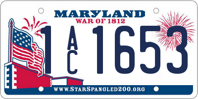 MD license plate 1AC1653