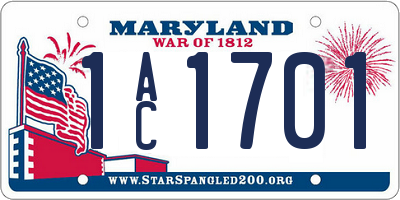 MD license plate 1AC1701