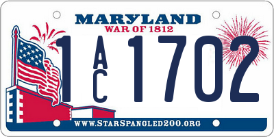 MD license plate 1AC1702