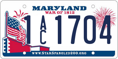 MD license plate 1AC1704