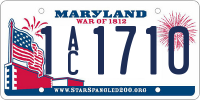 MD license plate 1AC1710