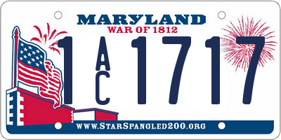 MD license plate 1AC1717