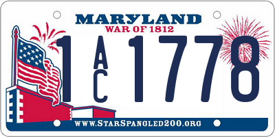 MD license plate 1AC1778