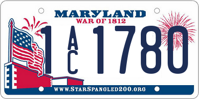 MD license plate 1AC1780