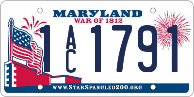 MD license plate 1AC1791