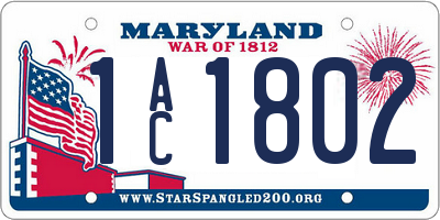 MD license plate 1AC1802