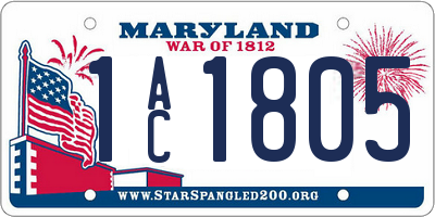 MD license plate 1AC1805
