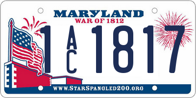 MD license plate 1AC1817