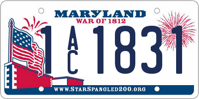 MD license plate 1AC1831