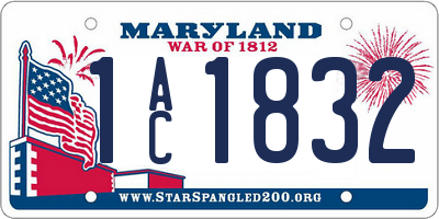 MD license plate 1AC1832
