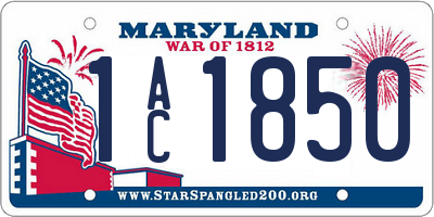 MD license plate 1AC1850