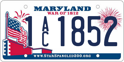 MD license plate 1AC1852