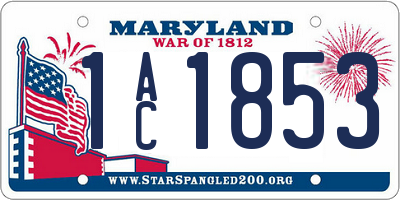 MD license plate 1AC1853