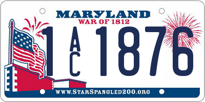 MD license plate 1AC1876