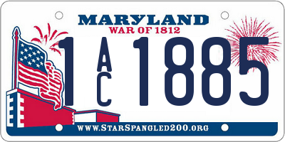 MD license plate 1AC1885