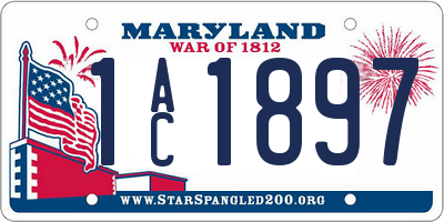 MD license plate 1AC1897