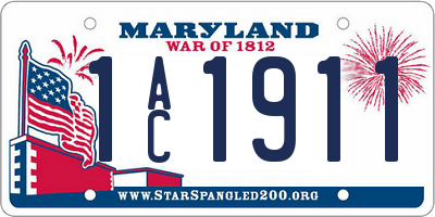 MD license plate 1AC1911