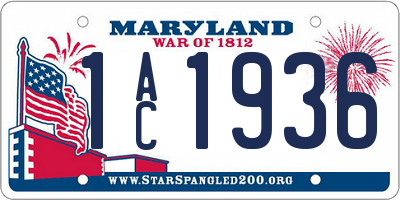 MD license plate 1AC1936