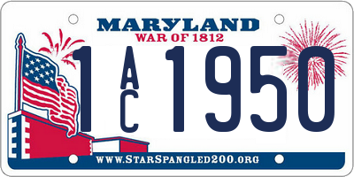 MD license plate 1AC1950