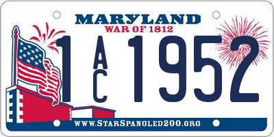 MD license plate 1AC1952