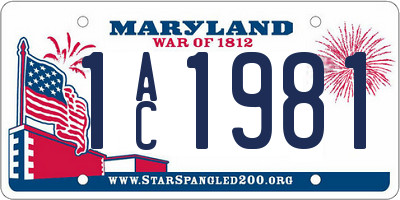 MD license plate 1AC1981