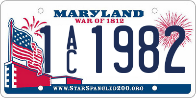 MD license plate 1AC1982
