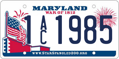 MD license plate 1AC1985
